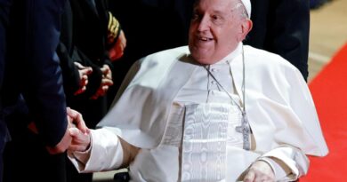 Pope Francis sitting down smiling